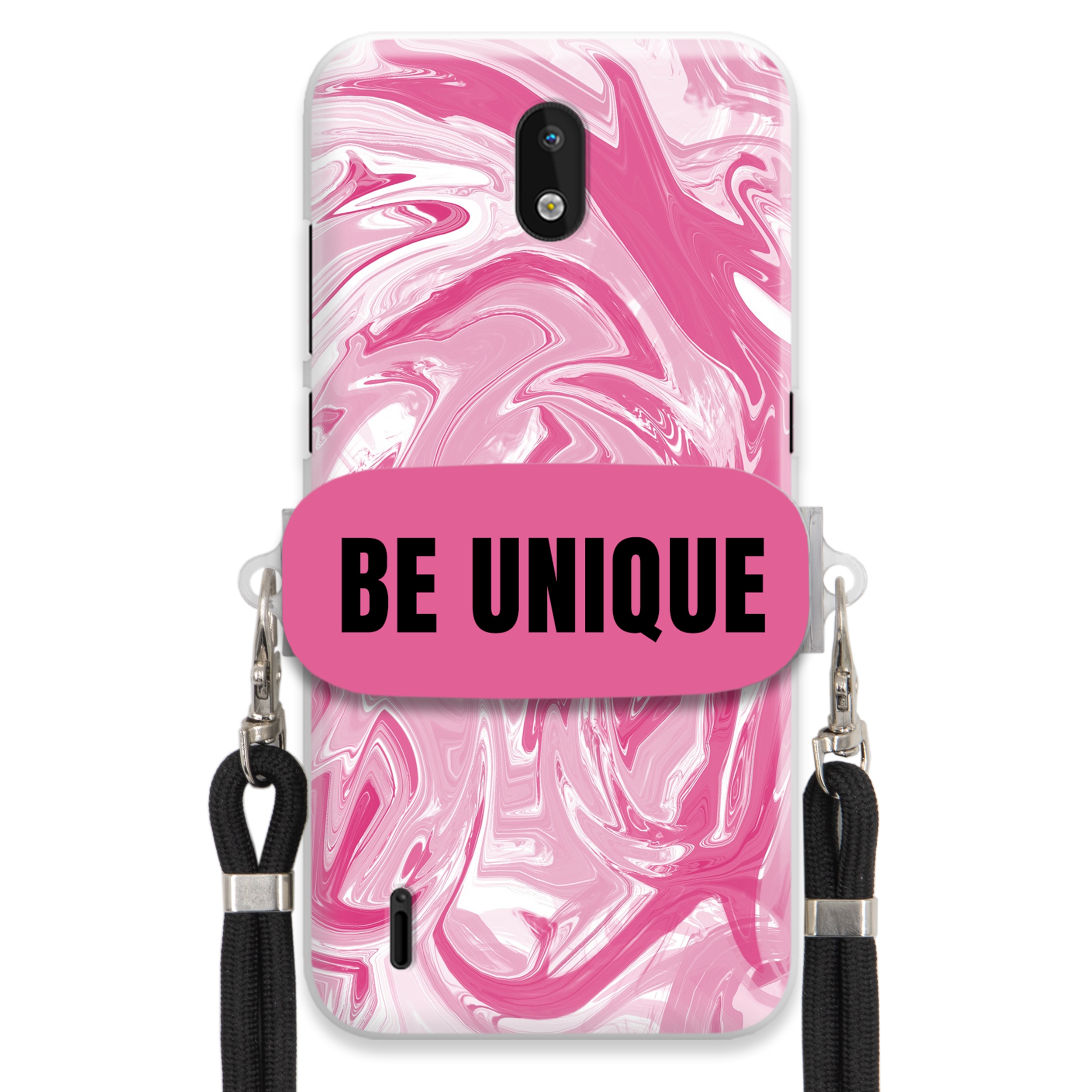 Puzdro pre Nokia 1.3 Puzdro držiak šnúrka Čierna ružová Mramor Unique