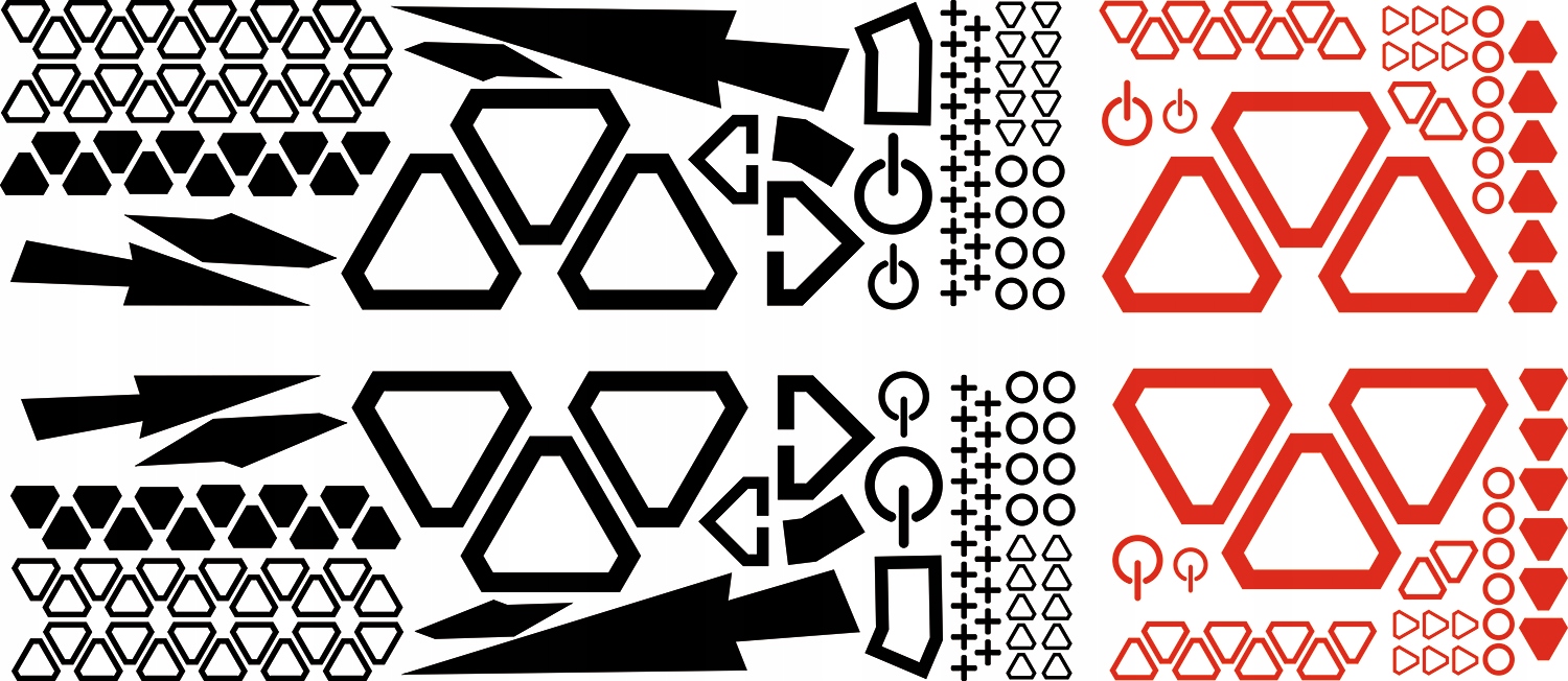 2x NAKLEJKA Grafika na samochód MOTYW ABSTRAKCJA KSZTAŁTY STRZAŁKI 44x215 Producent MGDesign