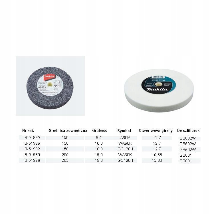 MAKITA KAMIEŃ SZLIF.GC120H 205x19x15,88mm