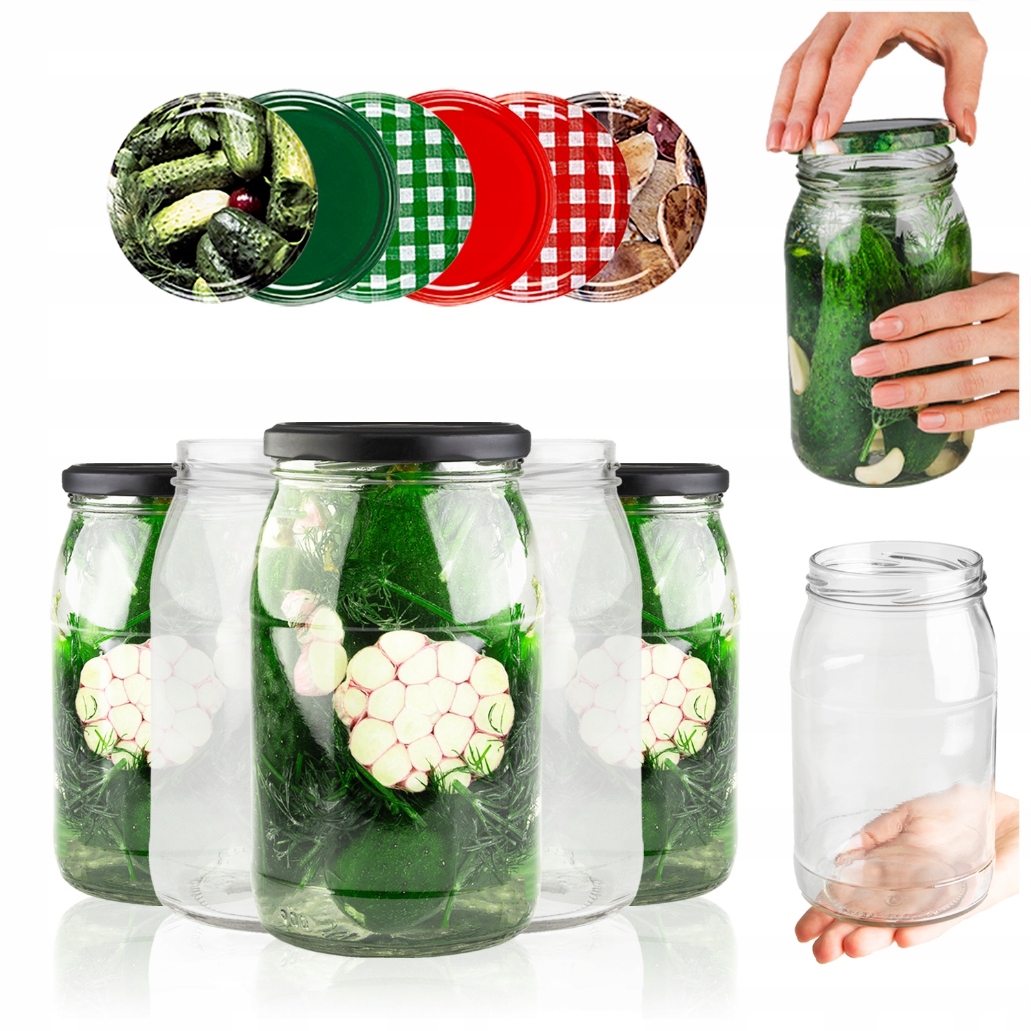 48x Sklenice 900 ML Skleněná Na Zavařeniny Okurky Med Kompot Sklenice Na Potraviny