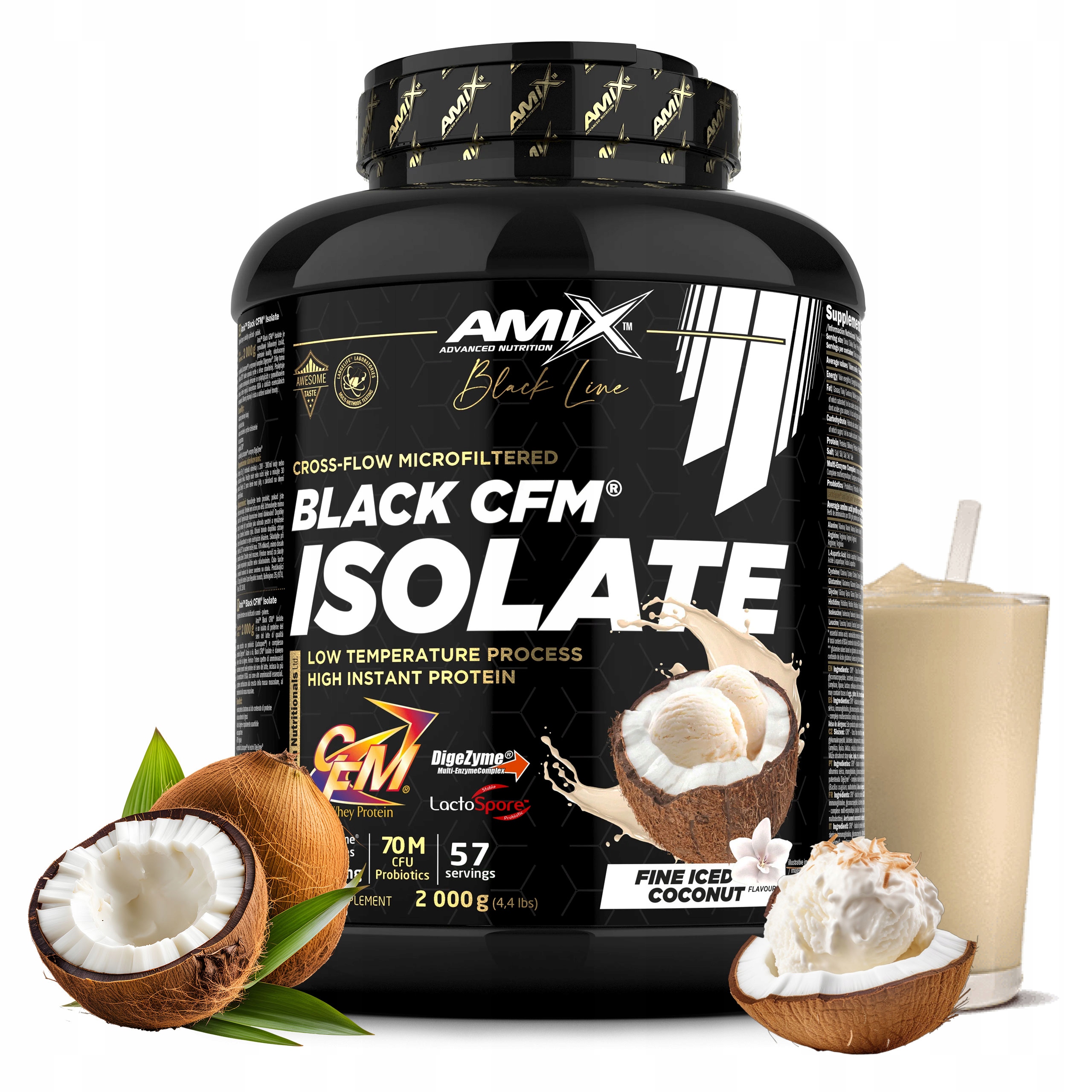 Proteinový izolát bez cukru, kokosová zmrzlina 2 kg, 56 porcí