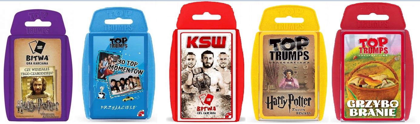 5 x TOP TRUMPS KSW / Harry Potter / Grzybobranie / FRIENDS