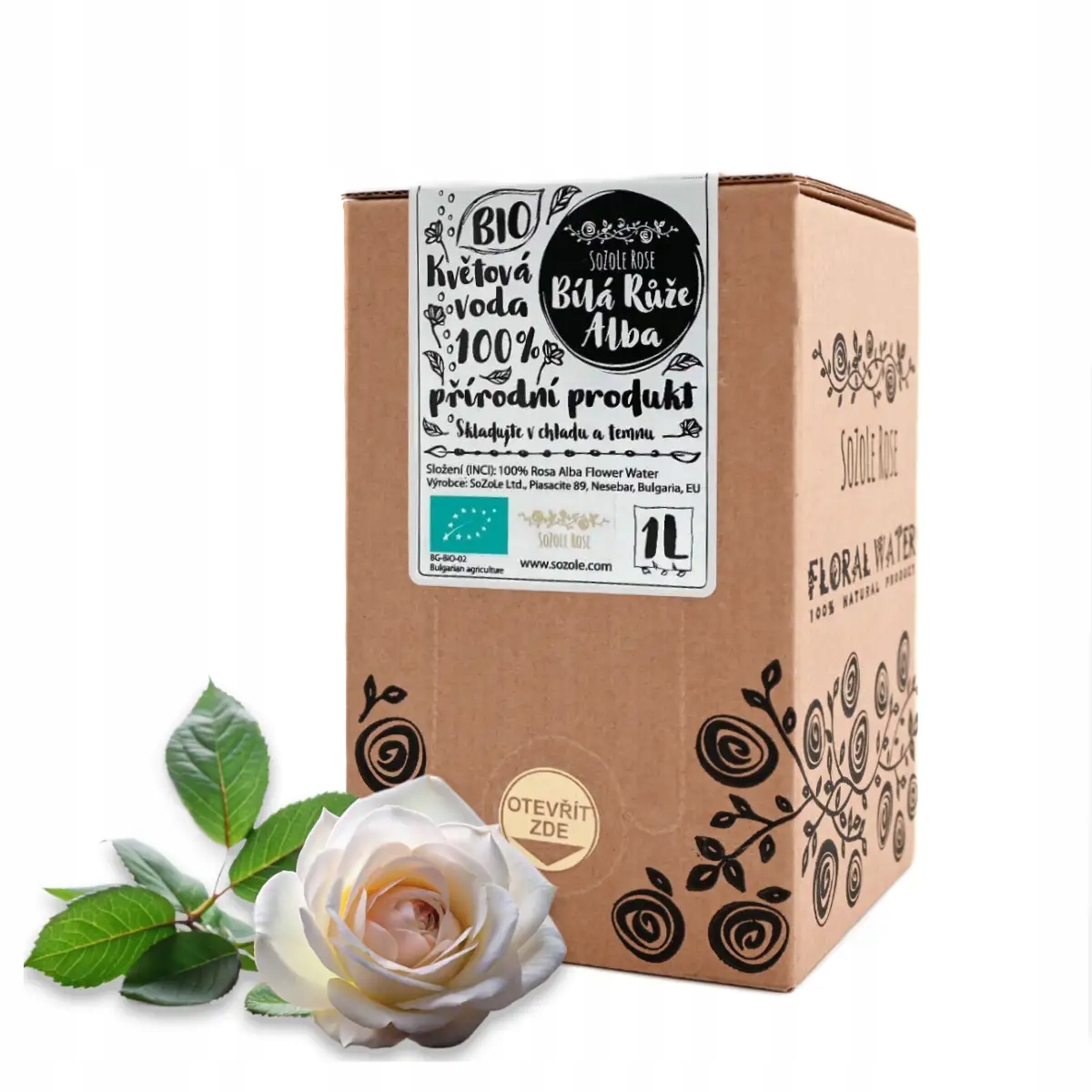 Bio Květová voda Bílá růže 1l