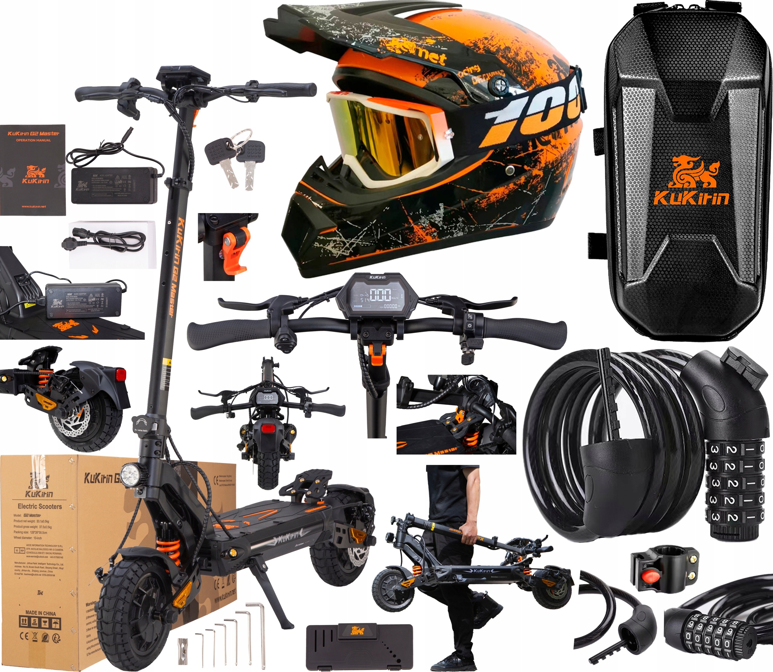 KuKirin G2 Master 2000W 52V 20,8AH 60KM/H 70KM 10" Terénní +3 dárky