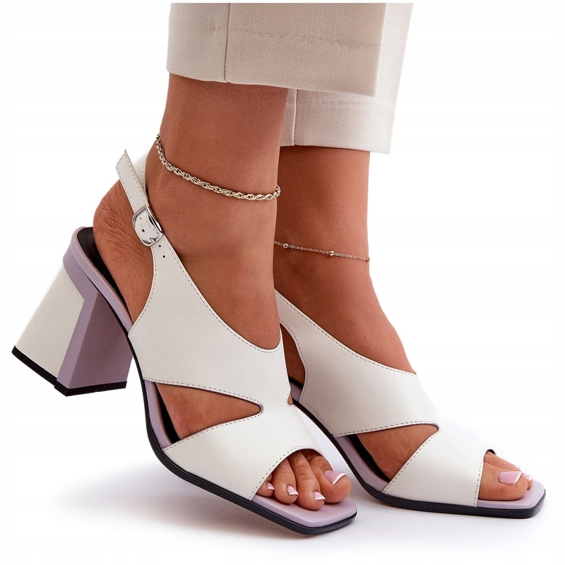 Dámské Sandály Na Podpatku Módní Elegantní D&a MR38-153 Bílé 39