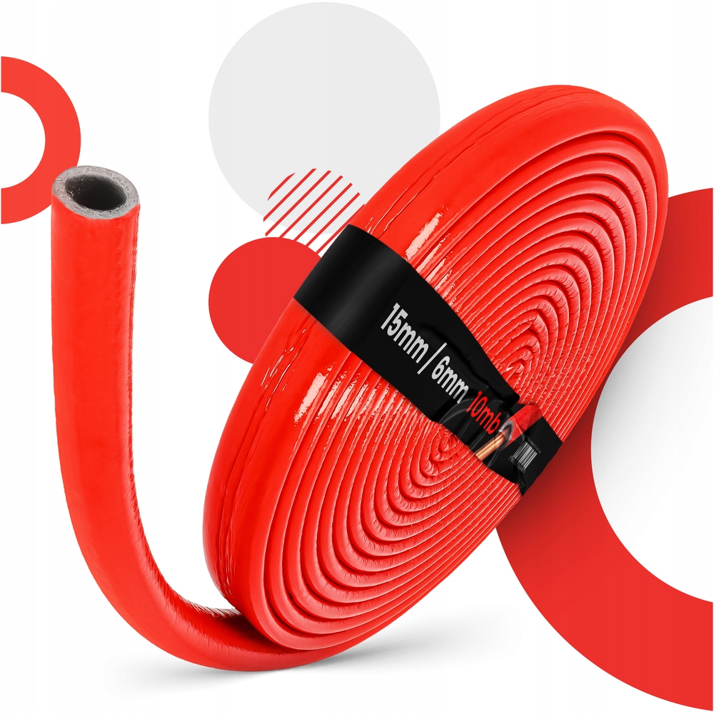 Otulina Izolacja 15/6 mm Rur PEX Miedzianej Czerwona Gruba Kręgu Rolka 10m Marka TRCR