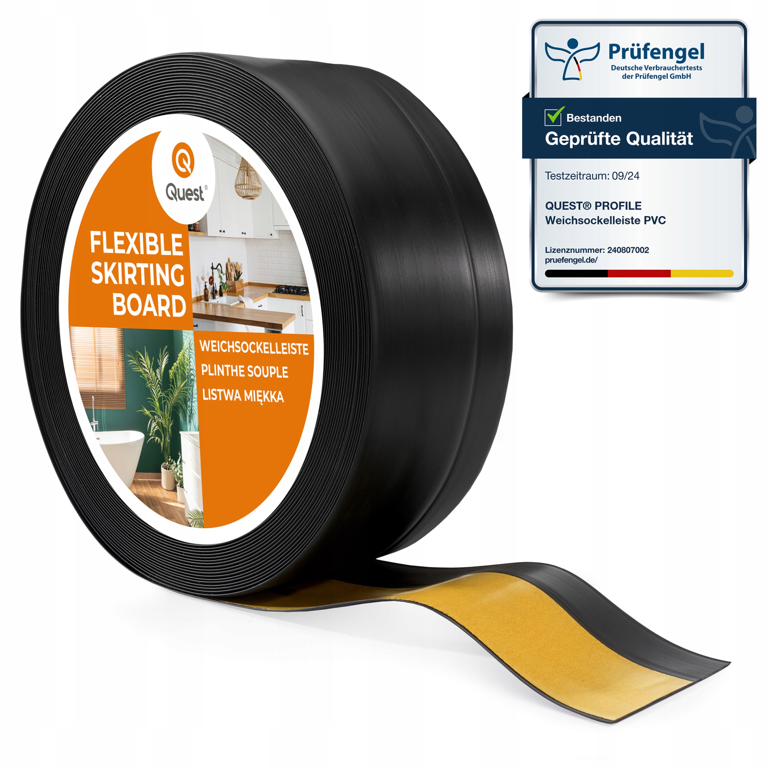 samolepicí soklová lišta Quest Pvc 50x20mm černá 25m flexibilní