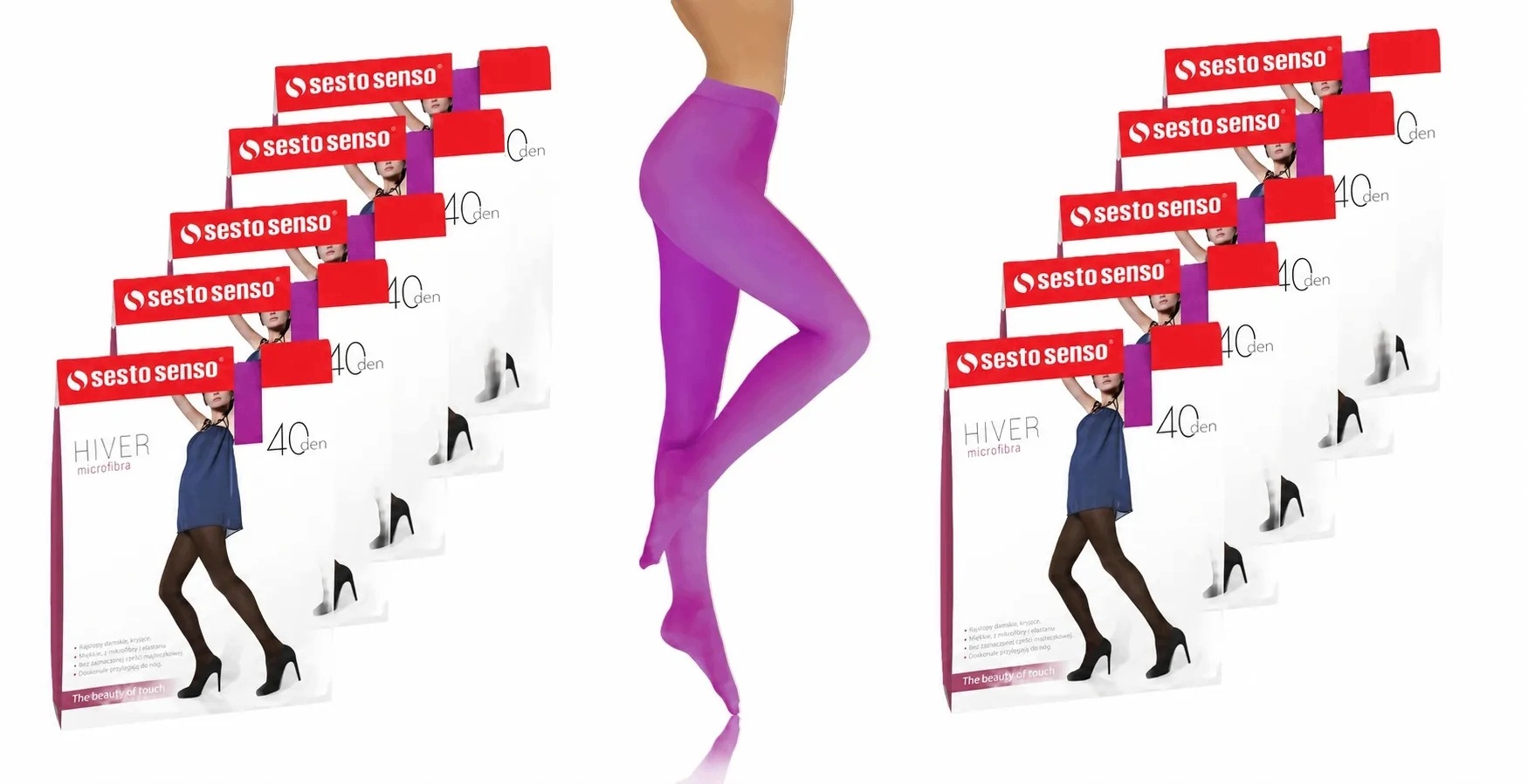 Sesto Senso 10-PAK Punčocháče 40 Den barva krycí mikrovlákno Hiver Azalea 3