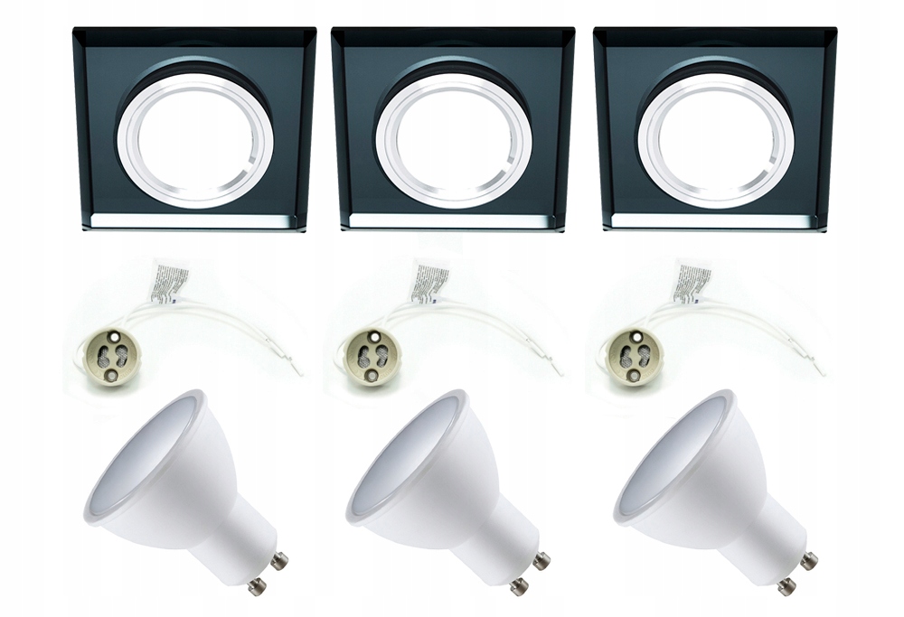 

3x Zestaw Oprawa Halogenowa Szklana kwa Led GU10