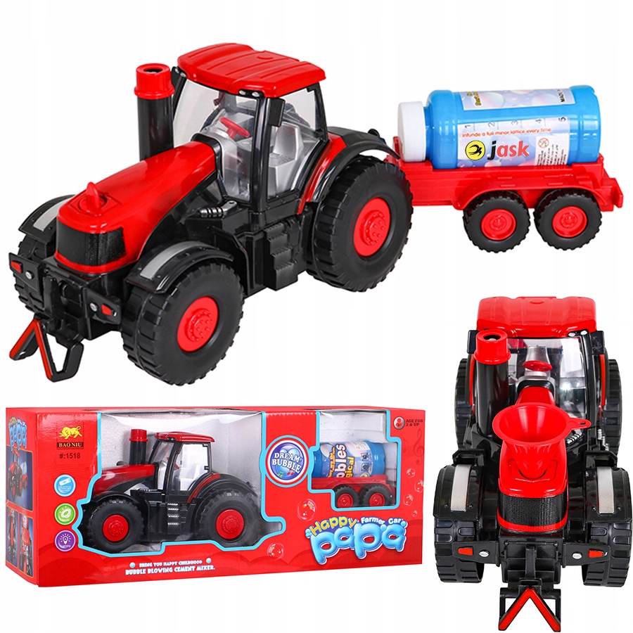 TRAKTOR ROLNIKA FARMERA PUSZCZAJĄCY BAŃKI BATERIE