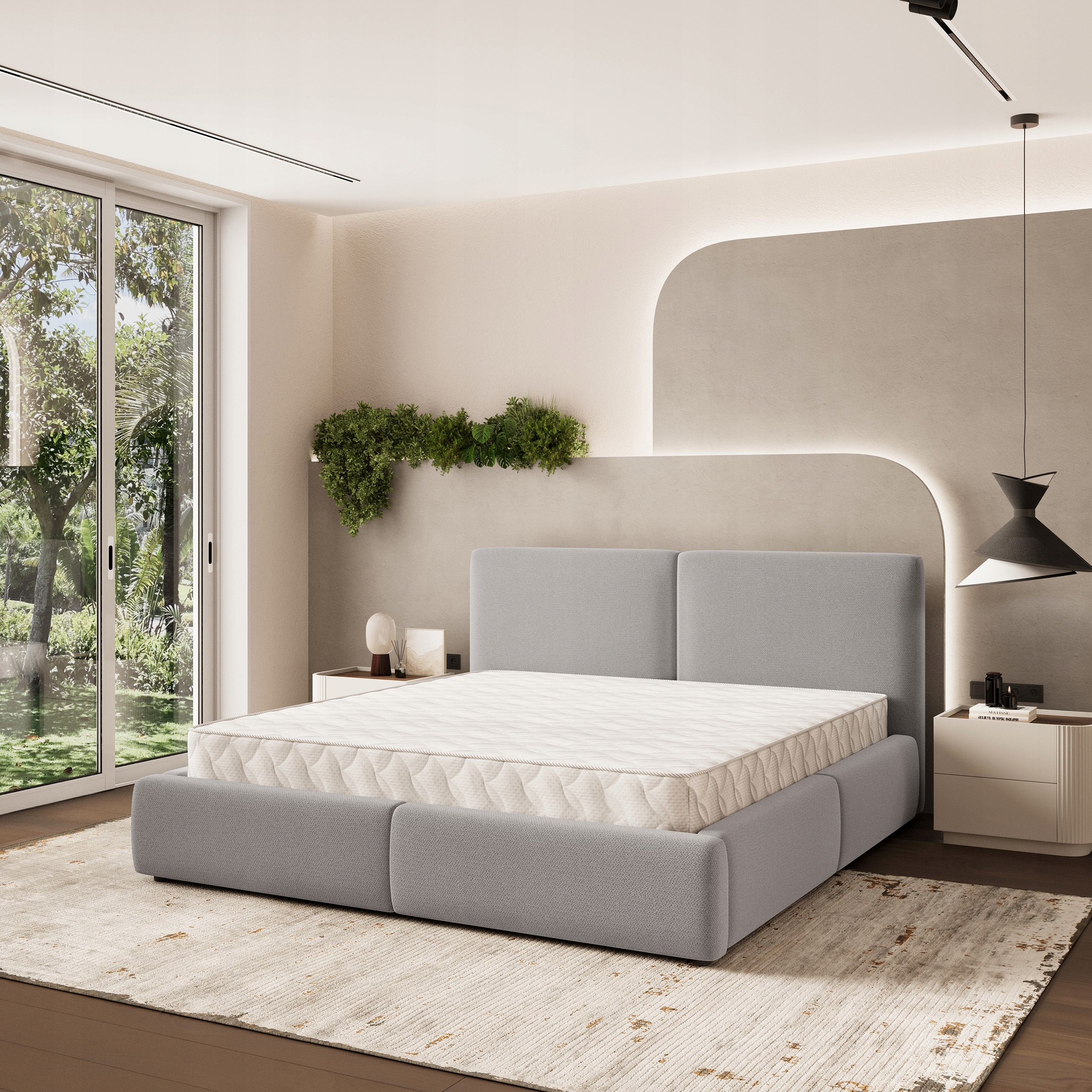 Čalouněná postel Feluro 200 x 200 cm pohodlná komfortní šedá