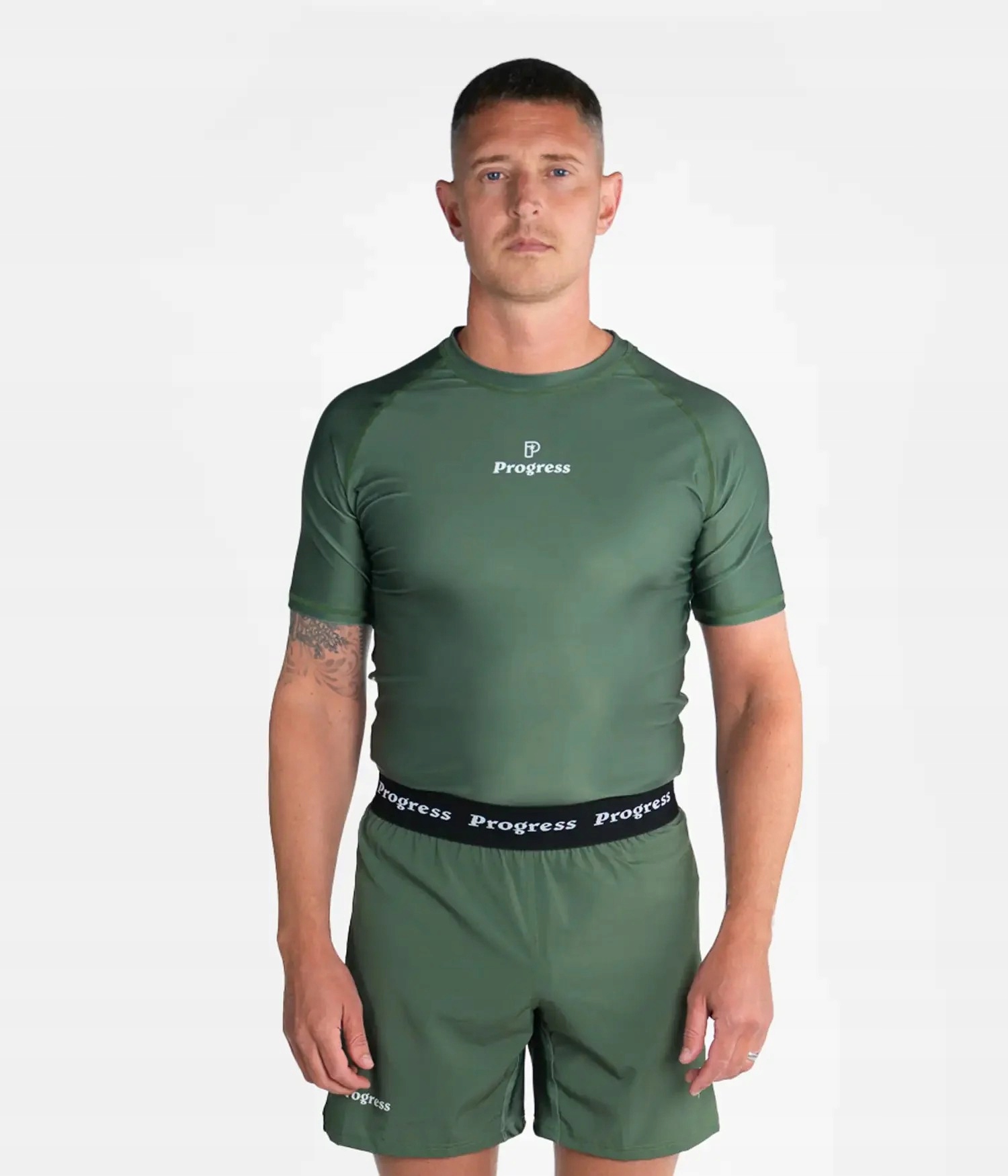Progress Rashguard Pánský krátký rukáv Academy Khaki M