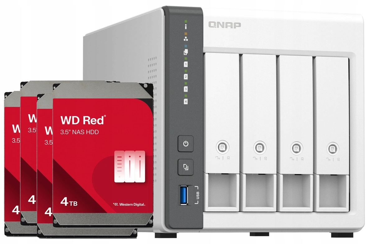 Nas server Qnap TS-433 4GB Ram 16TB Hdd (4x4TB) Wd Red 2.5GbE Lan