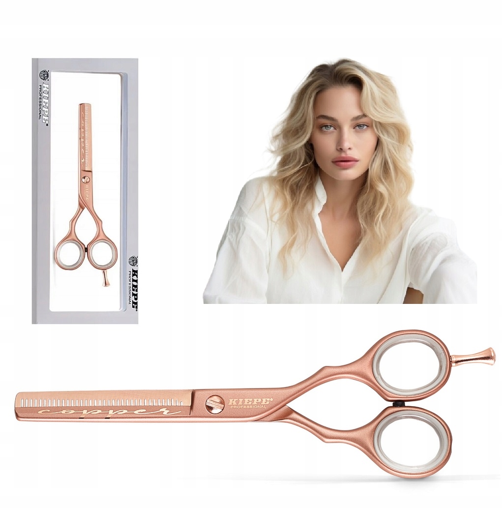 Degażówki fryzjerskie Kiepe Luxury Copper 5.5" stal nierdzewna