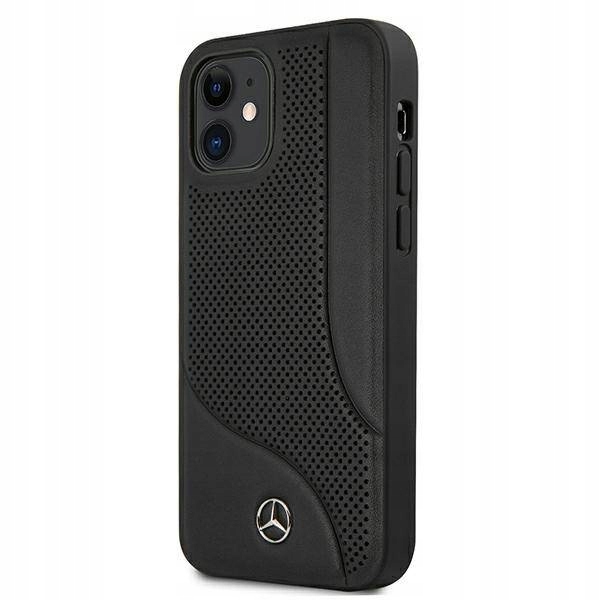 Etui Mercedes Leather Perforated Area na iPhone 12 mini czarne Mercedes