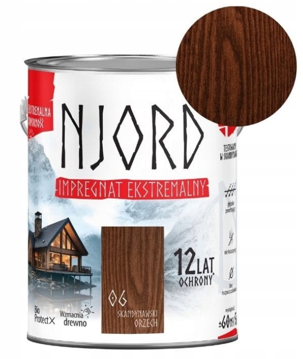 Njord Impregnat ekstremalny do drewna 12lat ochrony skandynawski orzech 5L