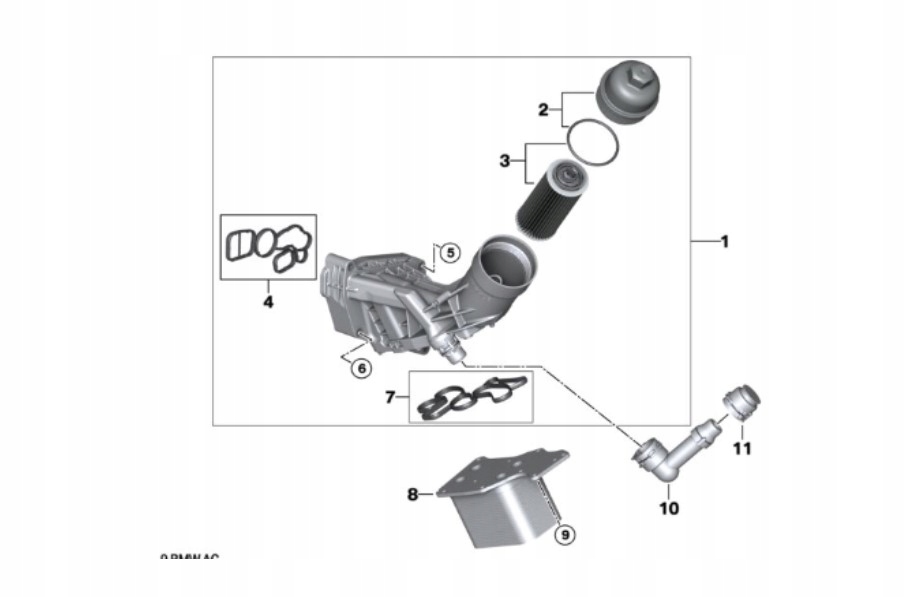 Základna Filtru Chladič Filtru Těsnění B37 B38 B47 B48 Bmw F30 F10 F20