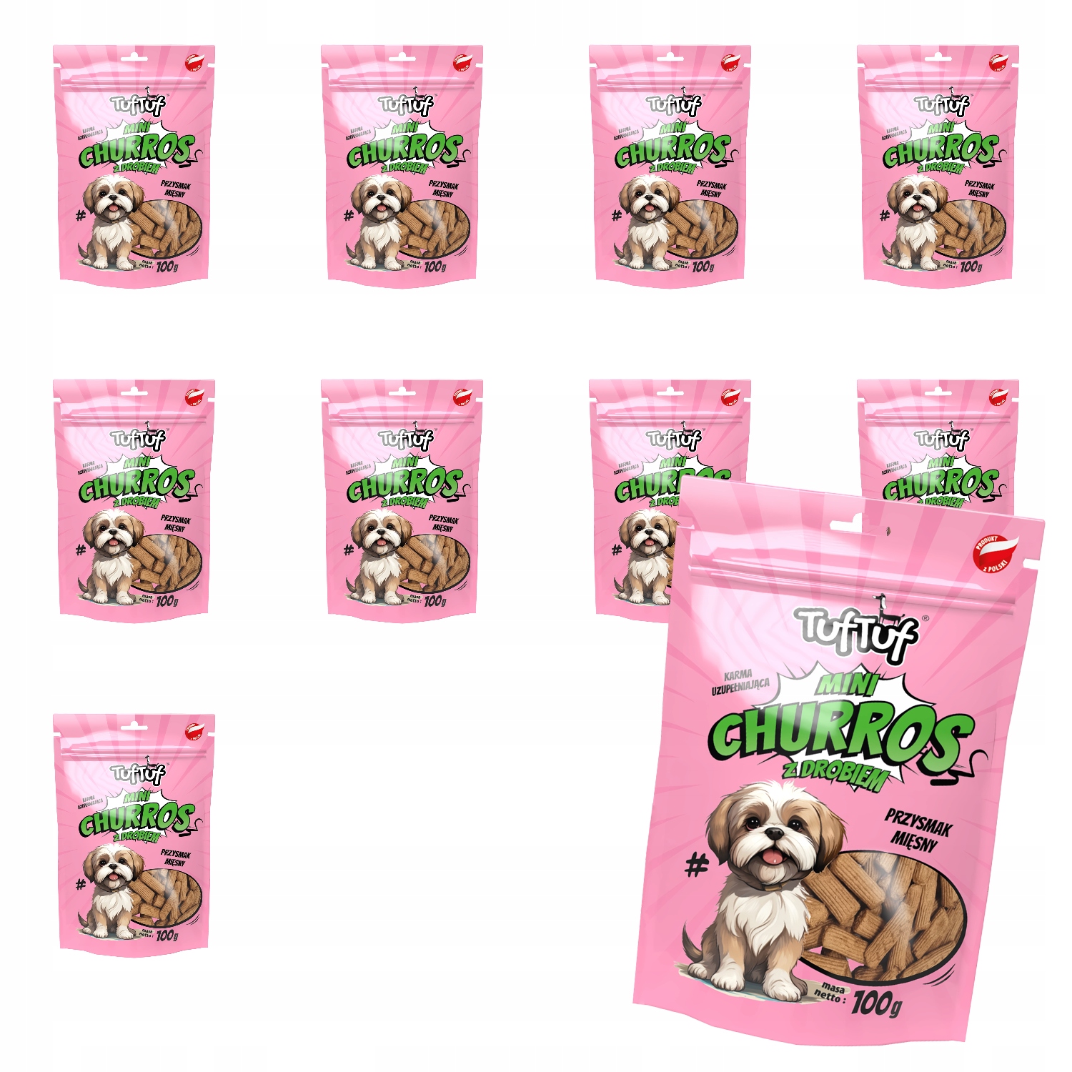 Levně Pochoutky Pro Psa TufTuf Mini Churros s drůbežím masem pro psa Set 10x100g