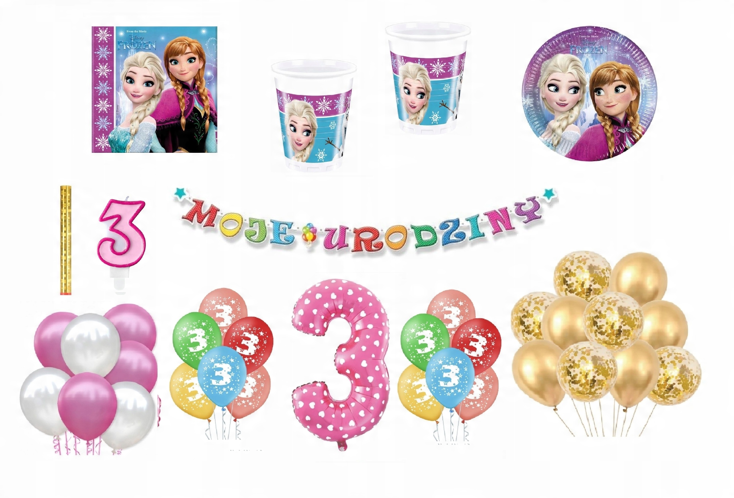 

Zestaw Kraina Lodu Frozen 3 Urodziny Balony