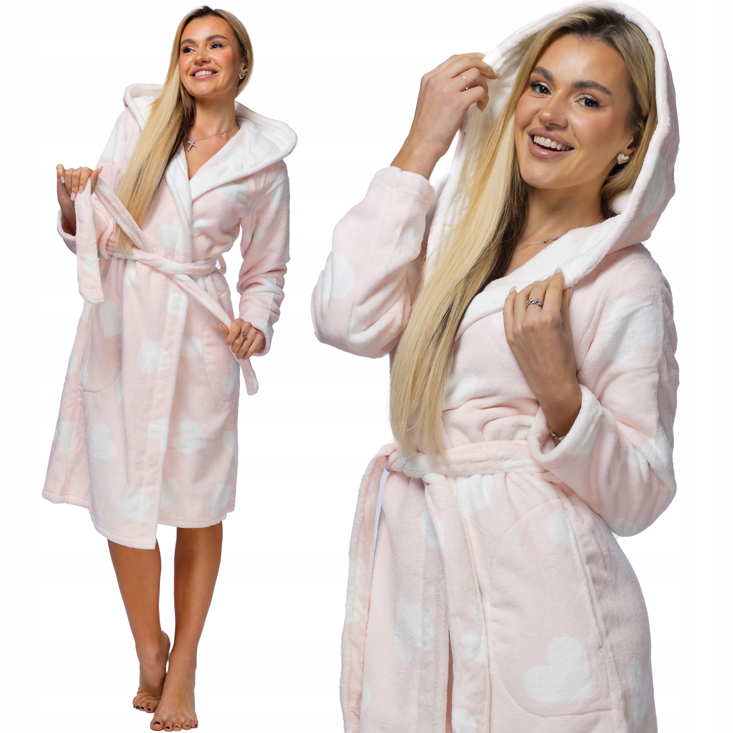 Župan s kapucí dámský teplý milý XL růžový