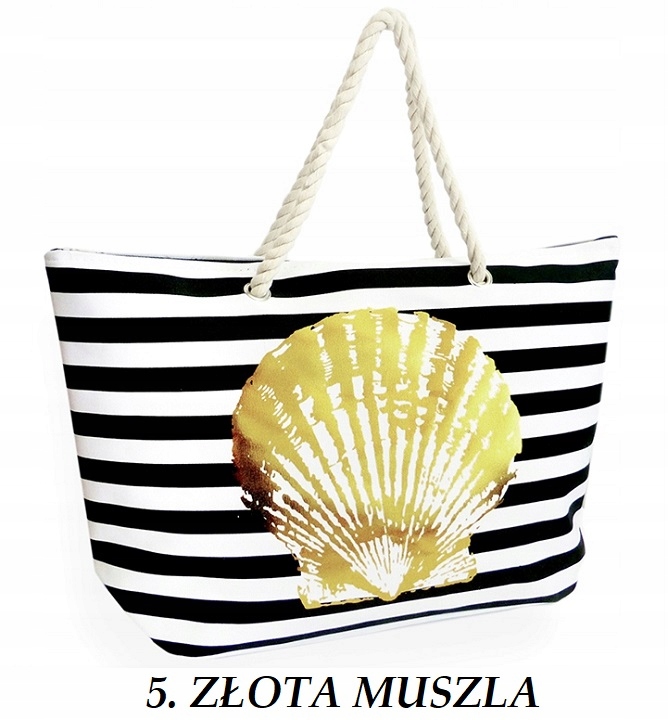 TORBA PLAŻOWA DUŻA ZAPINANA MIEJSKA W PASKI SHOPPER NA ZAKUPY PLAŻĘ PIKNIK Materiał dominujący inny