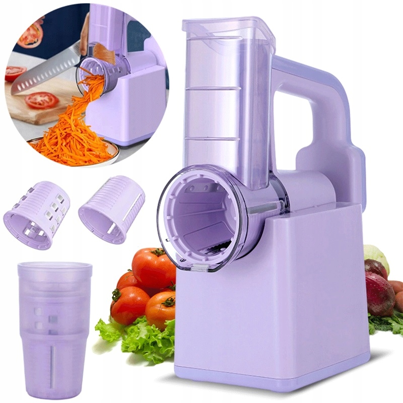 Kompaktní Elektrický Kráječ Se 3 Čepelemi Na Vaření, Fialový