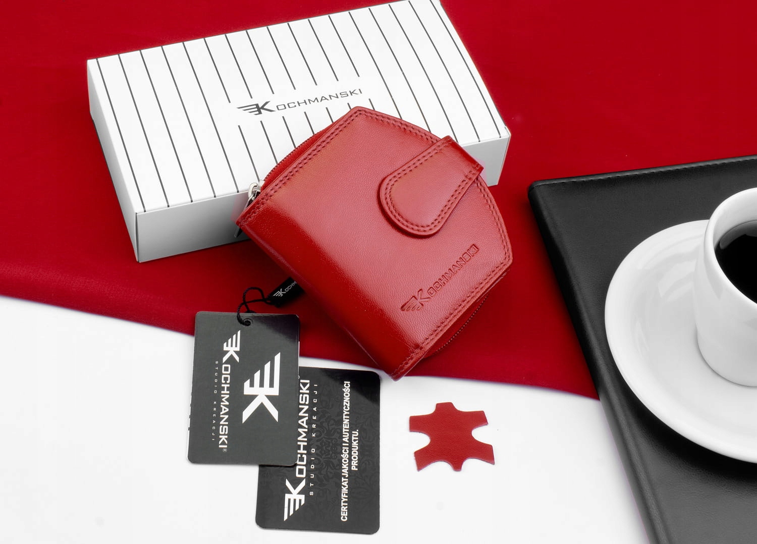 KOCHMANSKI portfel damski skórzany mały portmonetka damska Materiał dominujący skóra naturalna