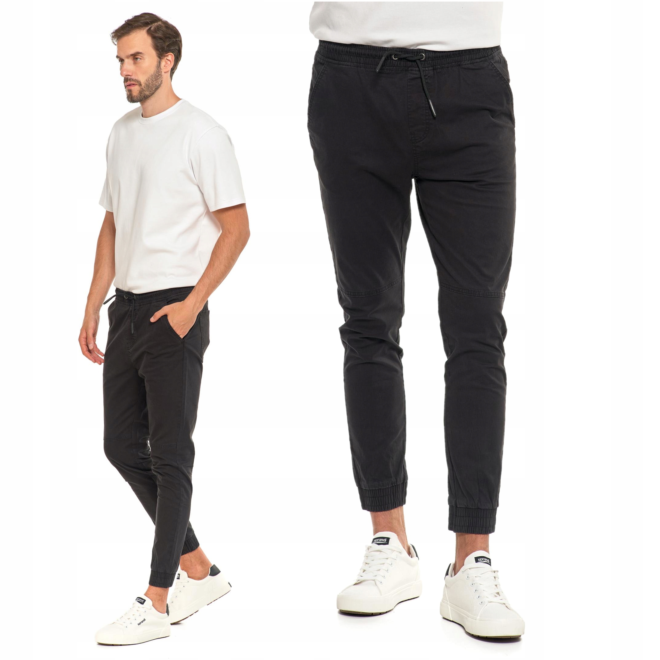 Černé pánské joggery se zavazováním a pohodlnými stahovacími pásky Moraj vel. 33