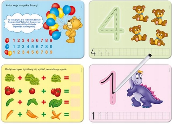 Piszę i zmazuję cyferki Zestaw tablic z mazakiem Marka Adamigo