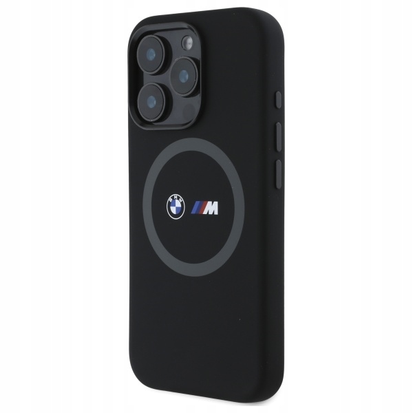Etui Bmw M Silicone Printed Ring MagSafe na iPhone 16 Pro Max czarne Bmw