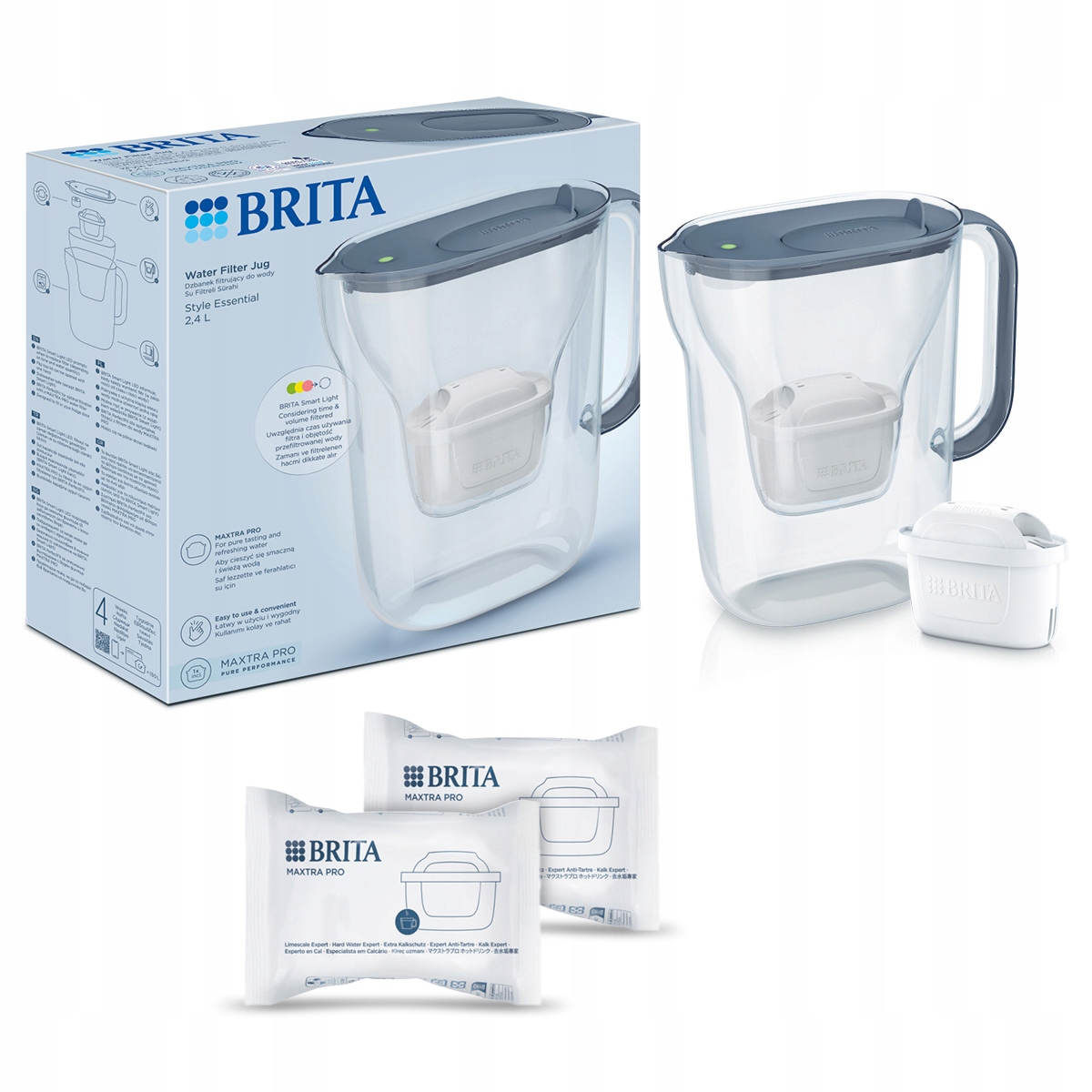 Brita dzbanek filtrujący Style Essential Pure Performance i 2x Hard Water