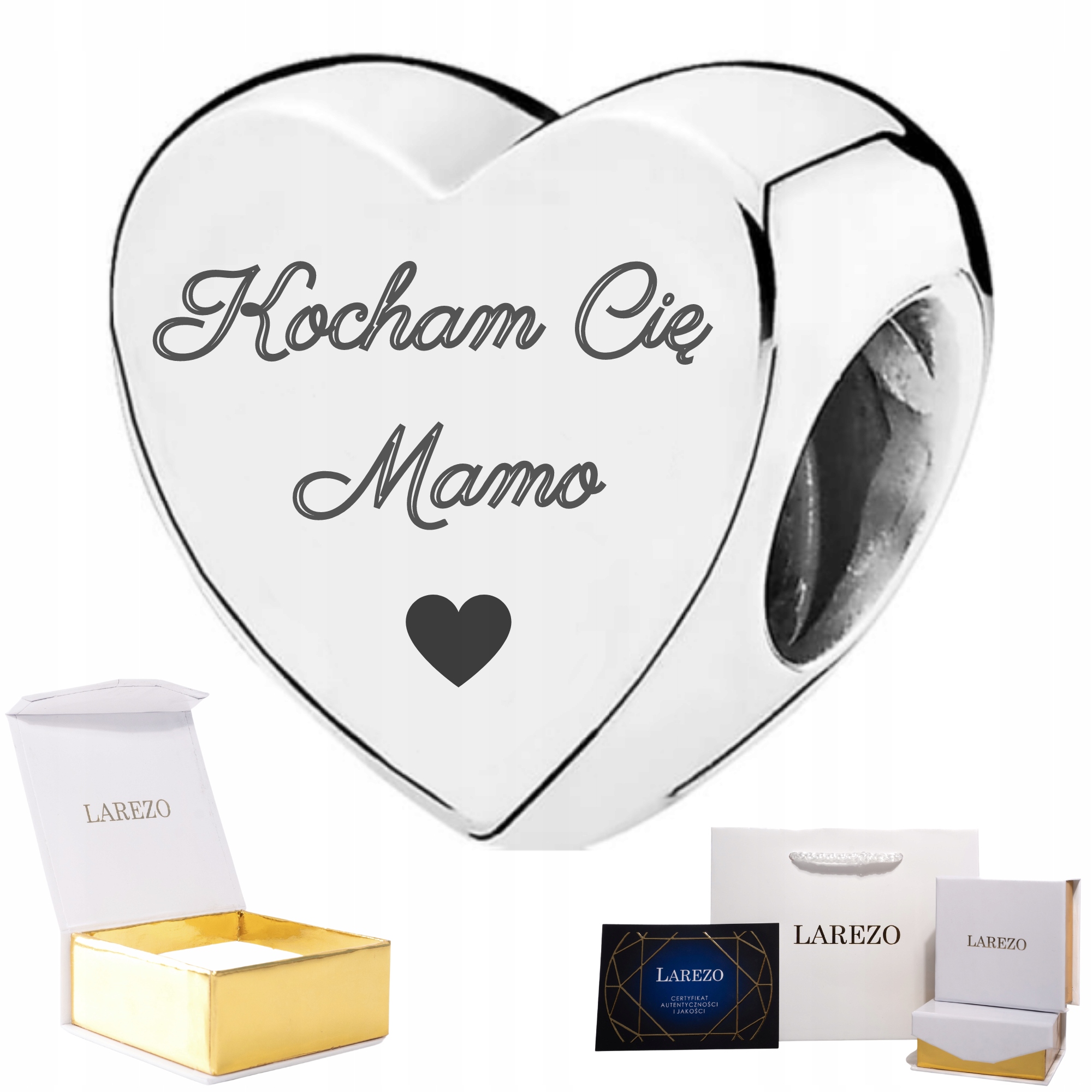 

Charms srebrny Kocham Cię Mamusiu srebro 925