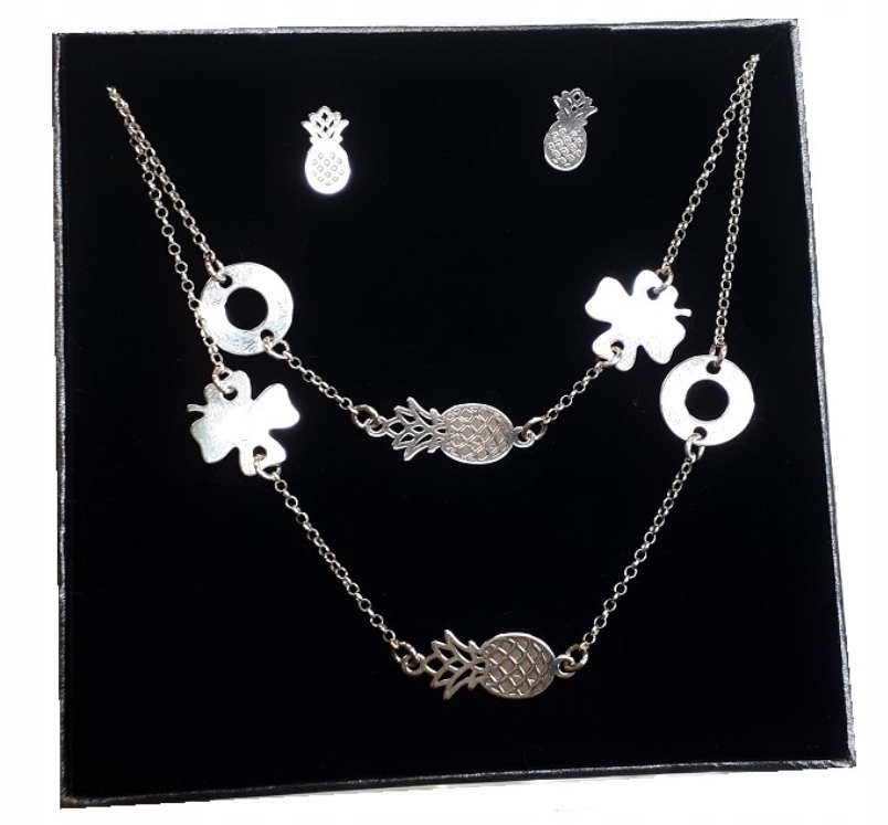 

Komplet srebrny ananas kółko koniczynka 925GRAWER