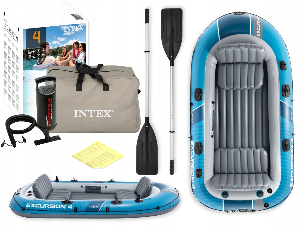 Ponton Wędkarski Excursion 4 os. Intex Pompka Wiosła 66324 New 2026