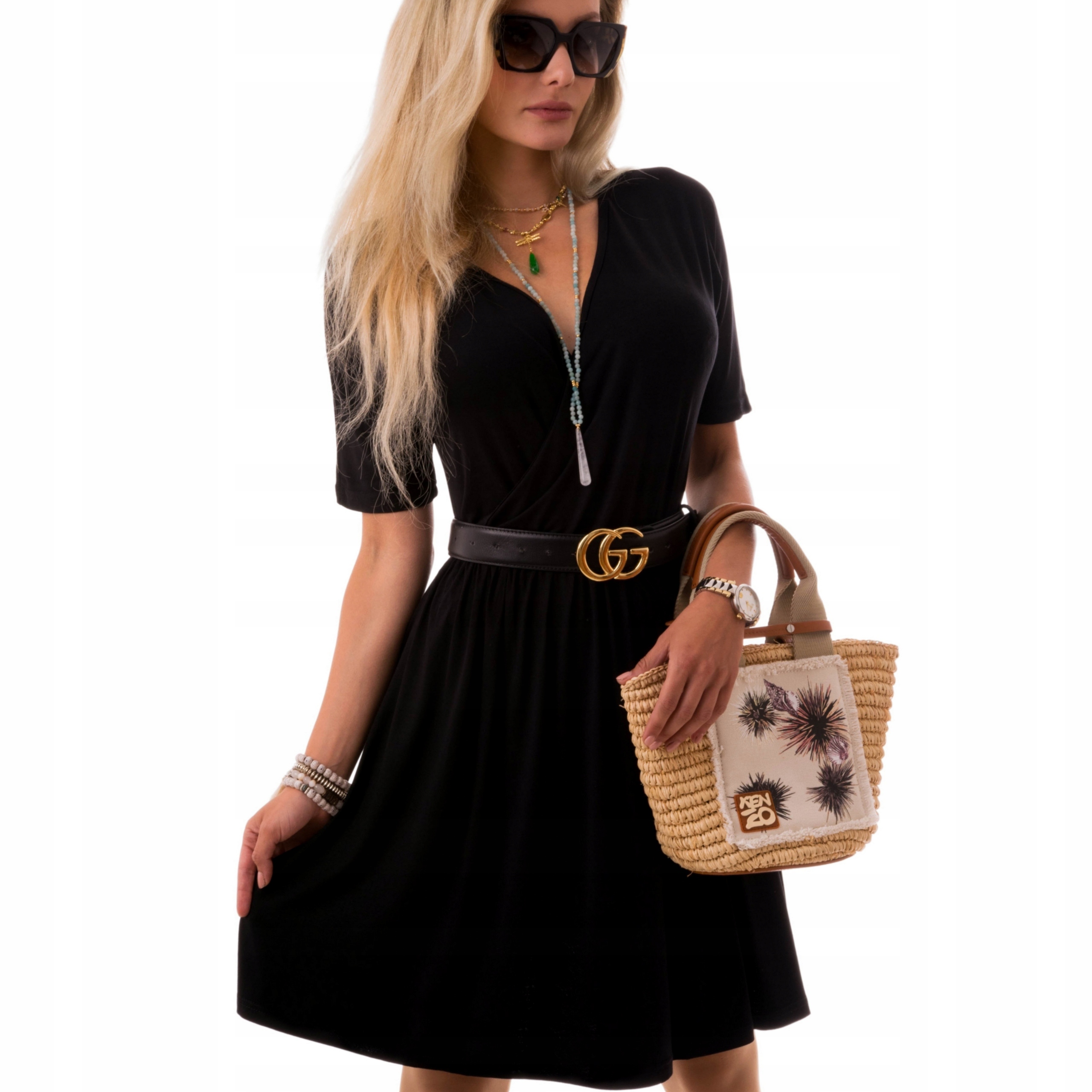 Container Kopertowa sukienka czarny-br\u0105z Wygl\u0105d w stylu miejskim Moda Sukienki Kopertowe sukienki 