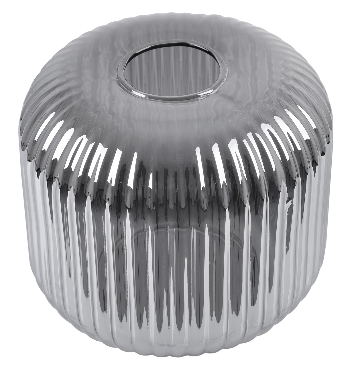 KLOSZ SZKLANY DO LAMPY WISZĄCEJ SUFITOWEJ RIFFLE GRAFITOWY 15CM RYFLOWANY