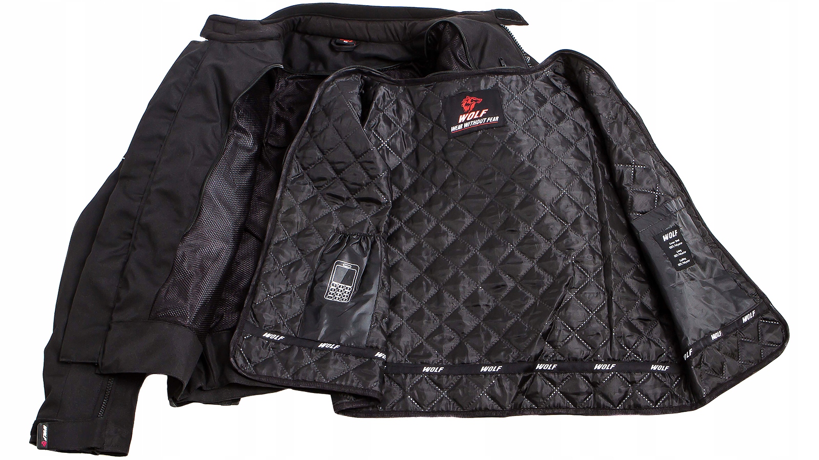 KOMBINEZON MOTOCYKLOWY 2 CZĘŚCIOWY TEKSTYLNY WOLF BLADE BLACK L Materiał tekstylia