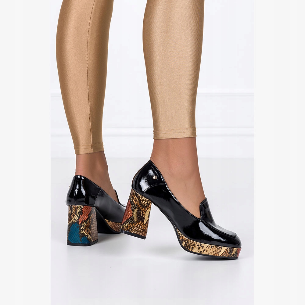 MOKASYNY DAMSKIE NA OBCASIE KLOCKU MODNY WZÓR ELEGANCKIE OBUWIE r 40 Marka Casu