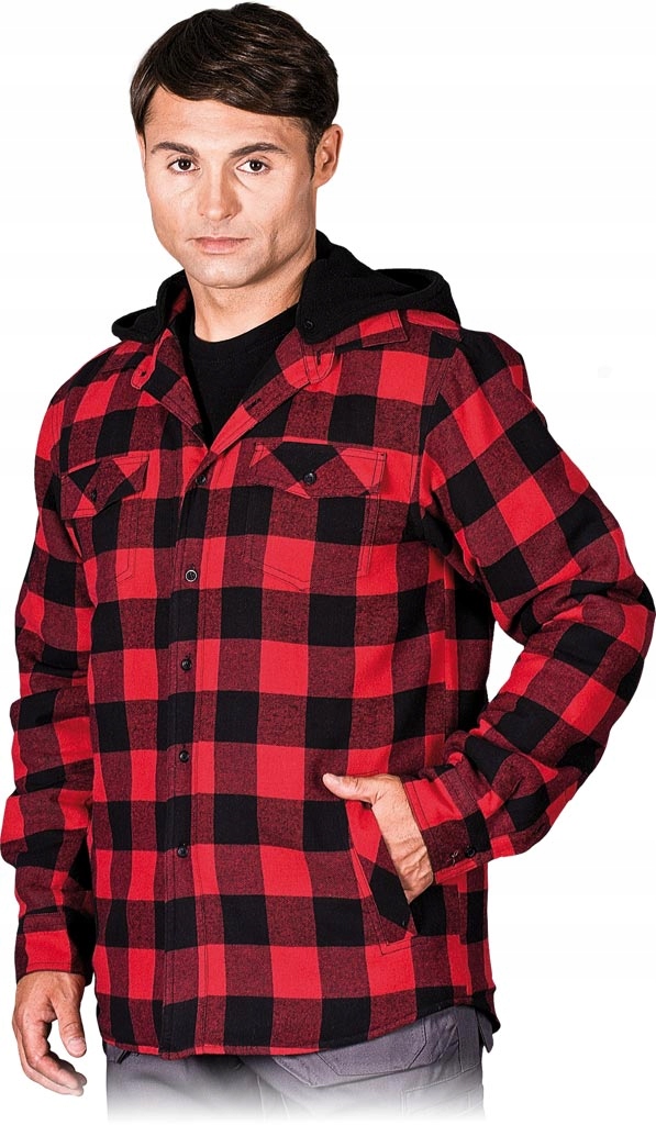 

Bluza ocieplana koszula z kapturem w kratę r. L