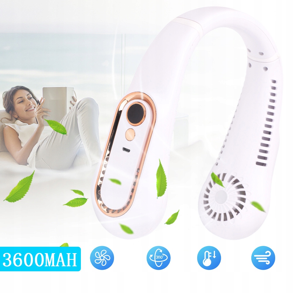 WENTYLATOR WIATRAK NA SZYJĘ BEZPRZEWODOWY PRZENOŚNY KLIMATYZATOR 3600MAH Rodzaj wentylatora mini