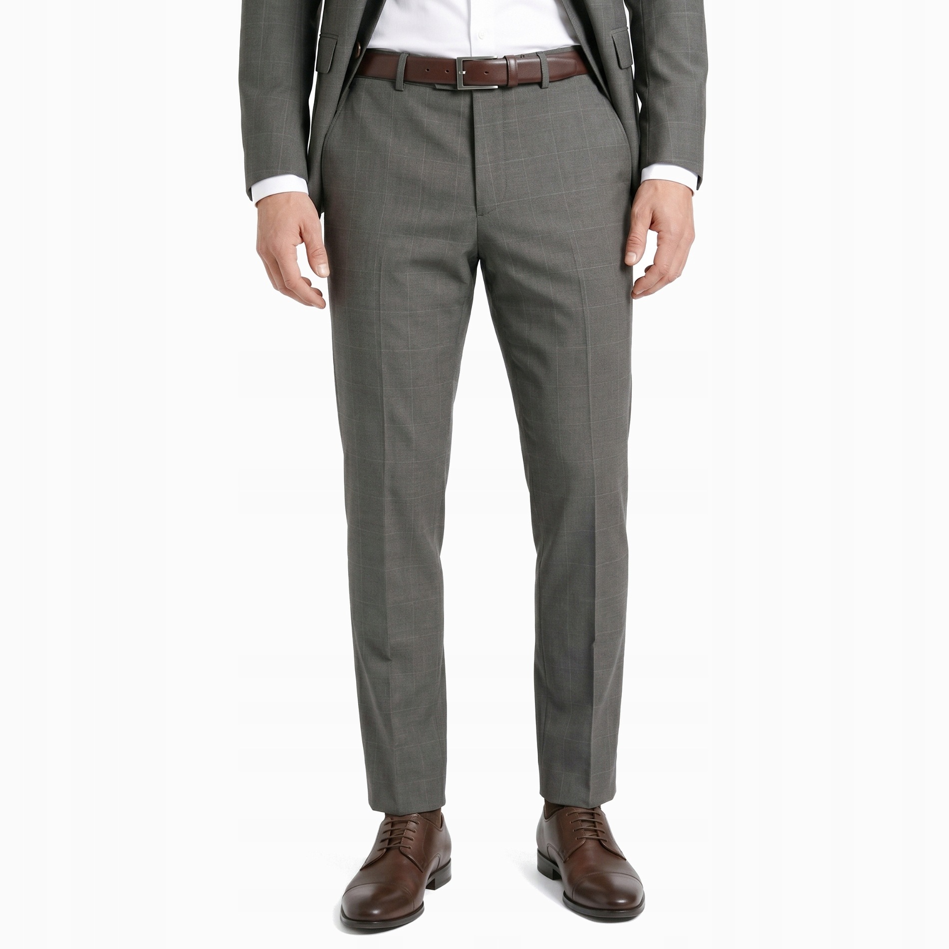 Hnědo-šedé oblekové kalhoty Slim Fit Pako Lorente vel