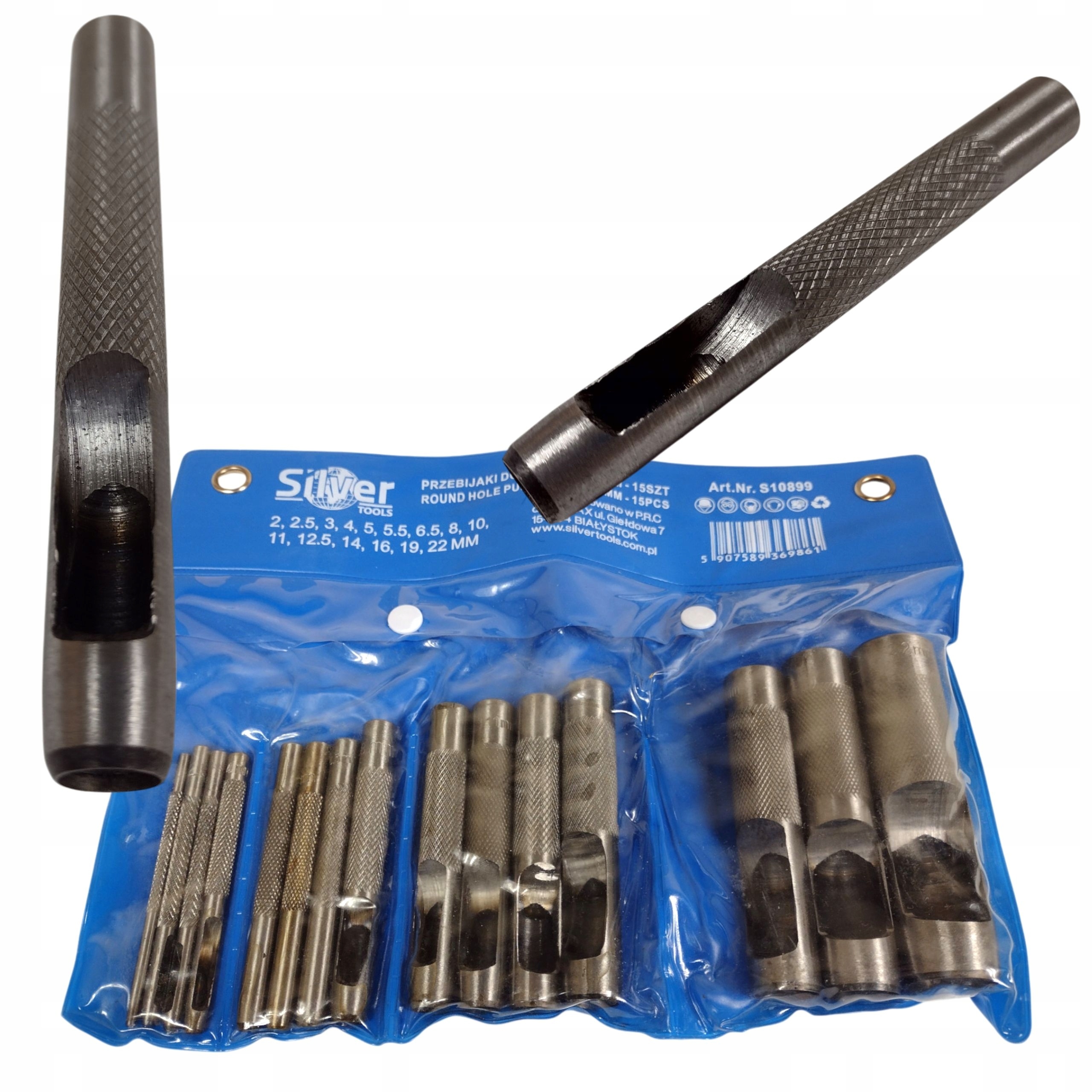 Zestaw Przebijaków Metalowych Do Otworów 15 El. 2–22 MM Do Skóry Gumy Filcu