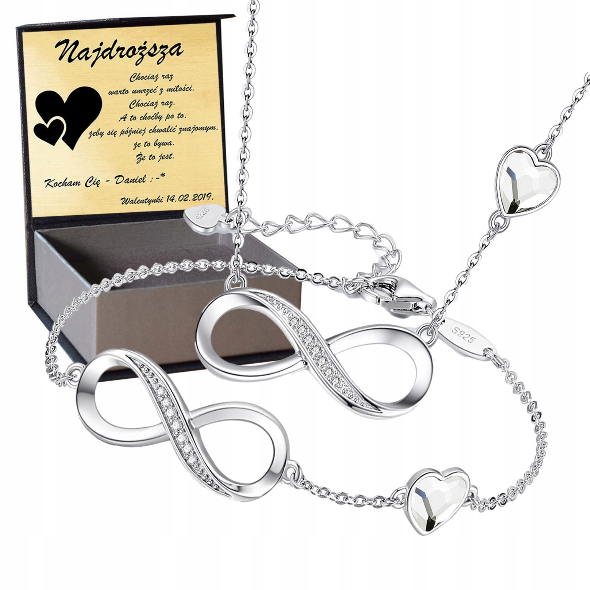 Sada stříbrných šperků 925, Dárek sada Gravírování srdce