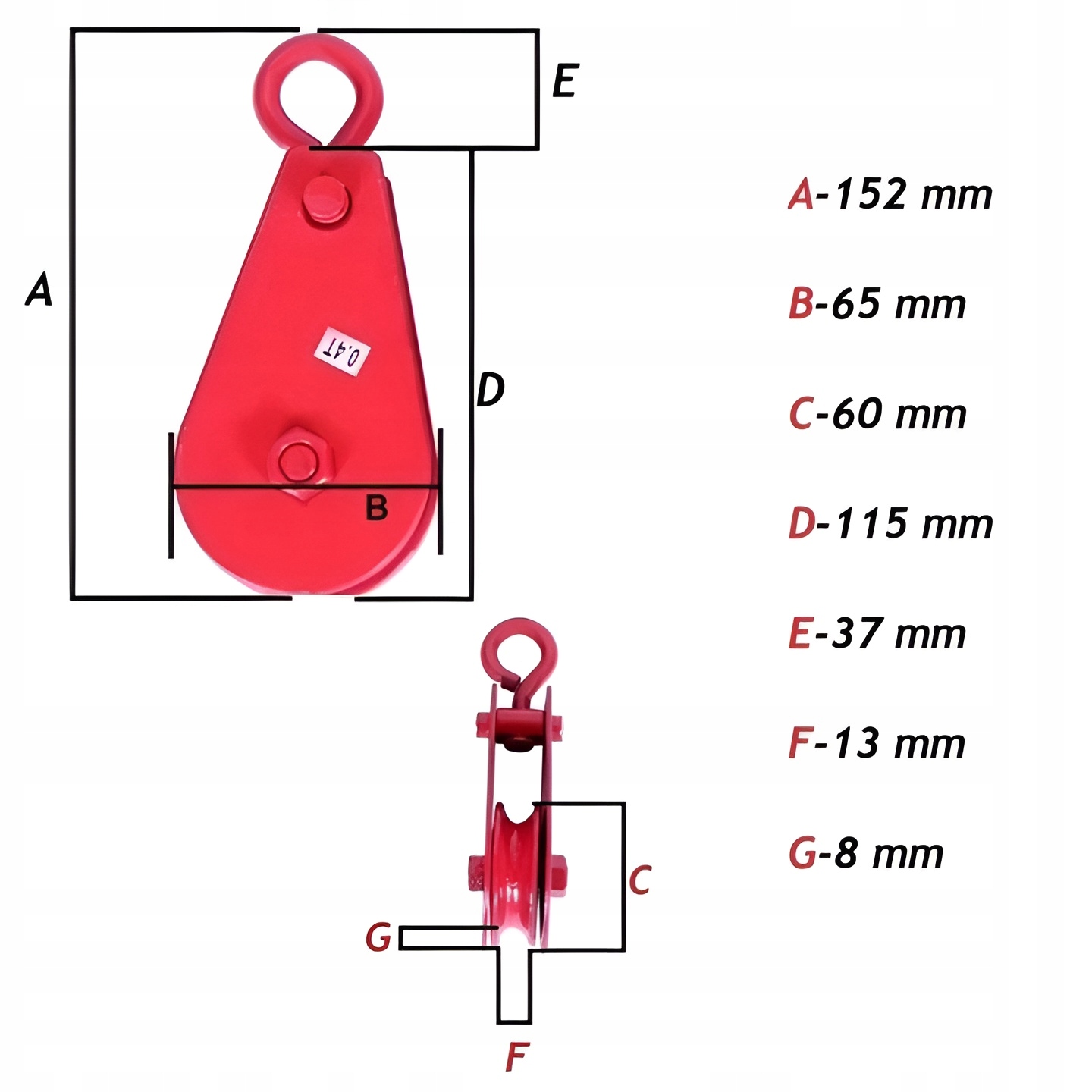 WIELOKRĄŻEK ROLKA BLOCZEK ZBLOCZE LINOWE LINOWA WCIĄGARKA WYCIĄGARKA 400KG Kod producenta FT0400