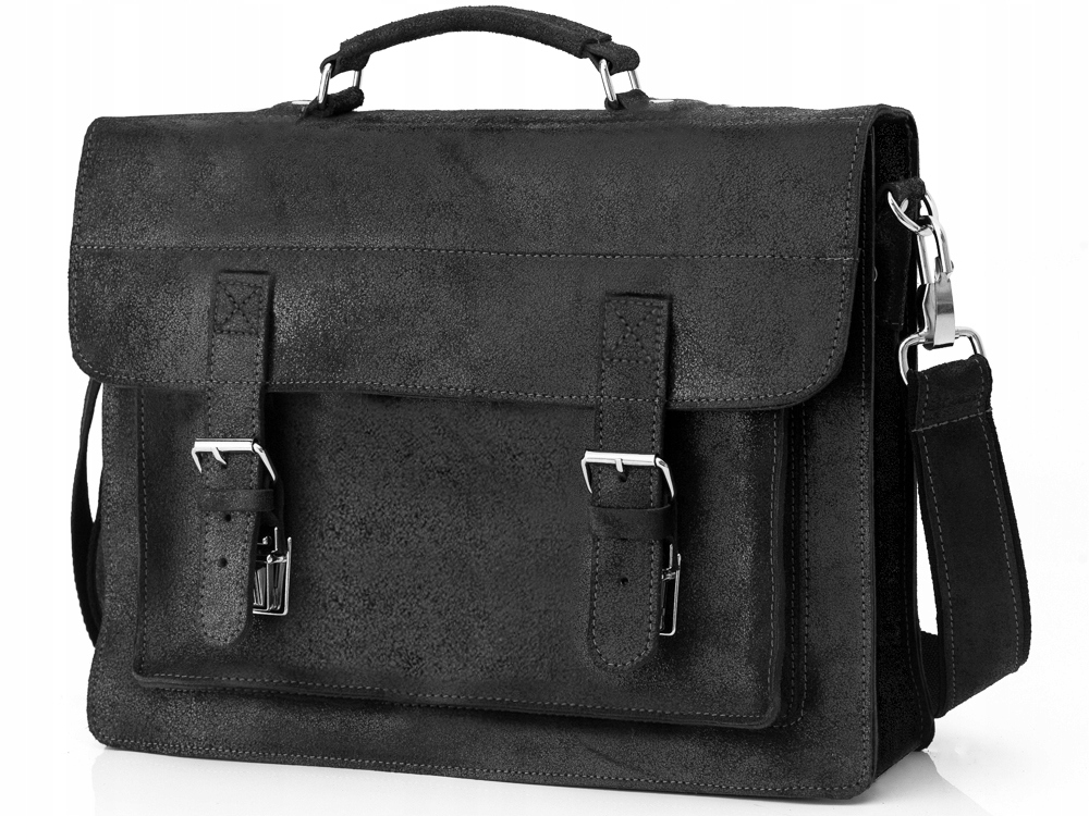 GRAFITOWA SKÓRZANA TORBA LISTONOSZKA NA RAMIĘ SOLO