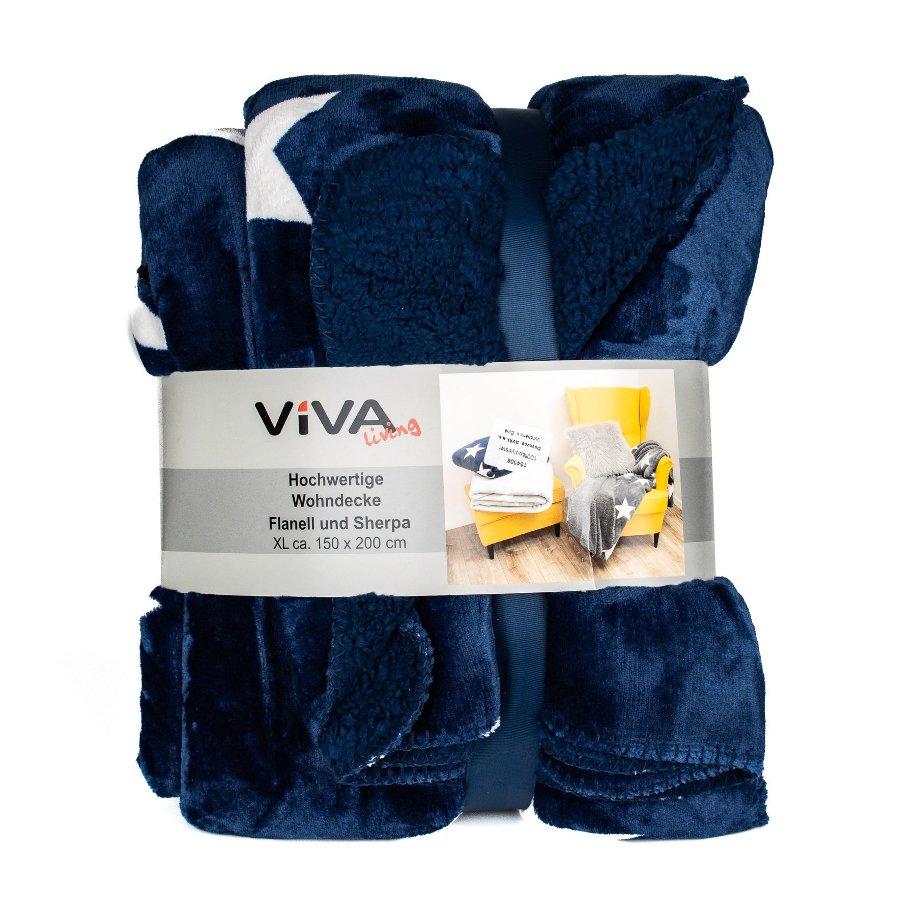 Deka z mikrovlákna Modré Hvězdy, s beránkem 150x200cm