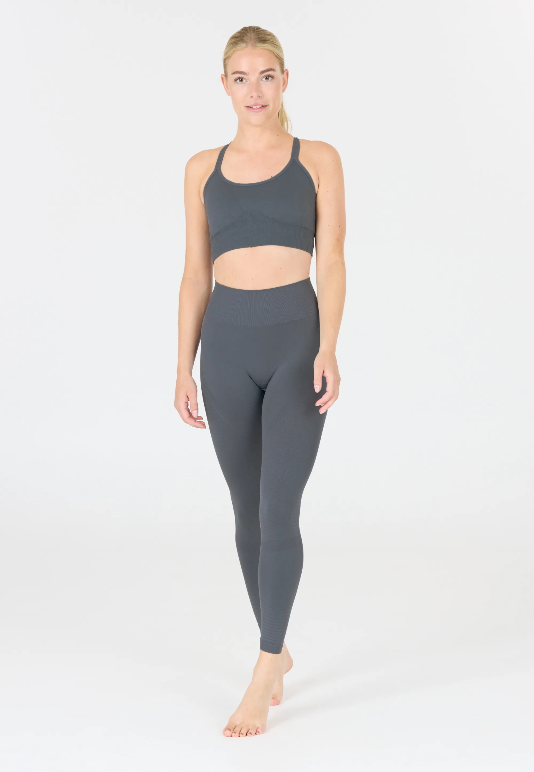Bezešvé legíny na jógu Athlecia Nagar šedé, vel. L/XL
