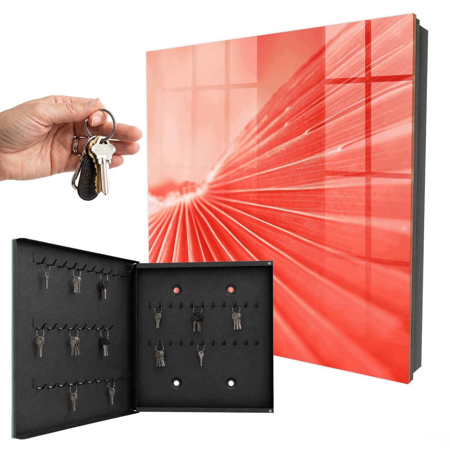 Organizérová skříňka na klíče Energie barvy Černá levá 30x30 cm