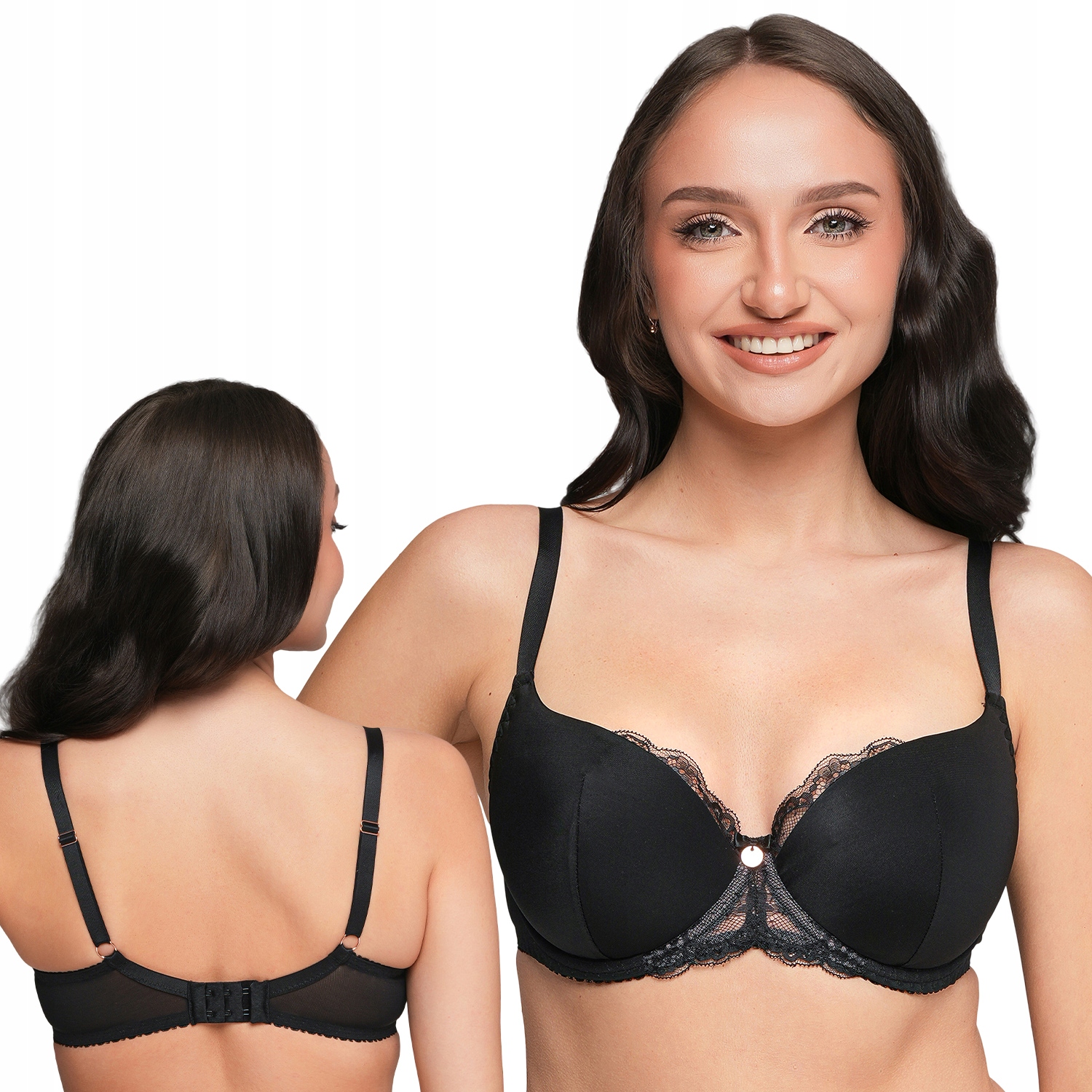 Ava 2256 Asielle černá hladká krajka Cup Podprsenka Zpevněná 75D