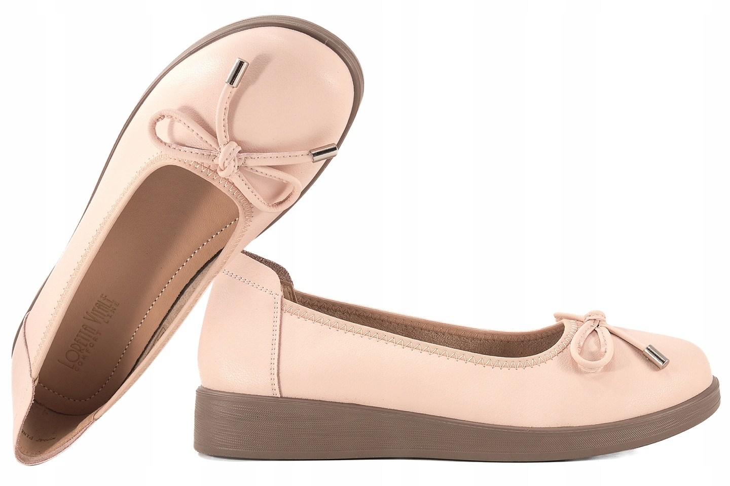 Loretta Vitale W9947 Kožené Dámské Polobotky Na Klínku, pudrové